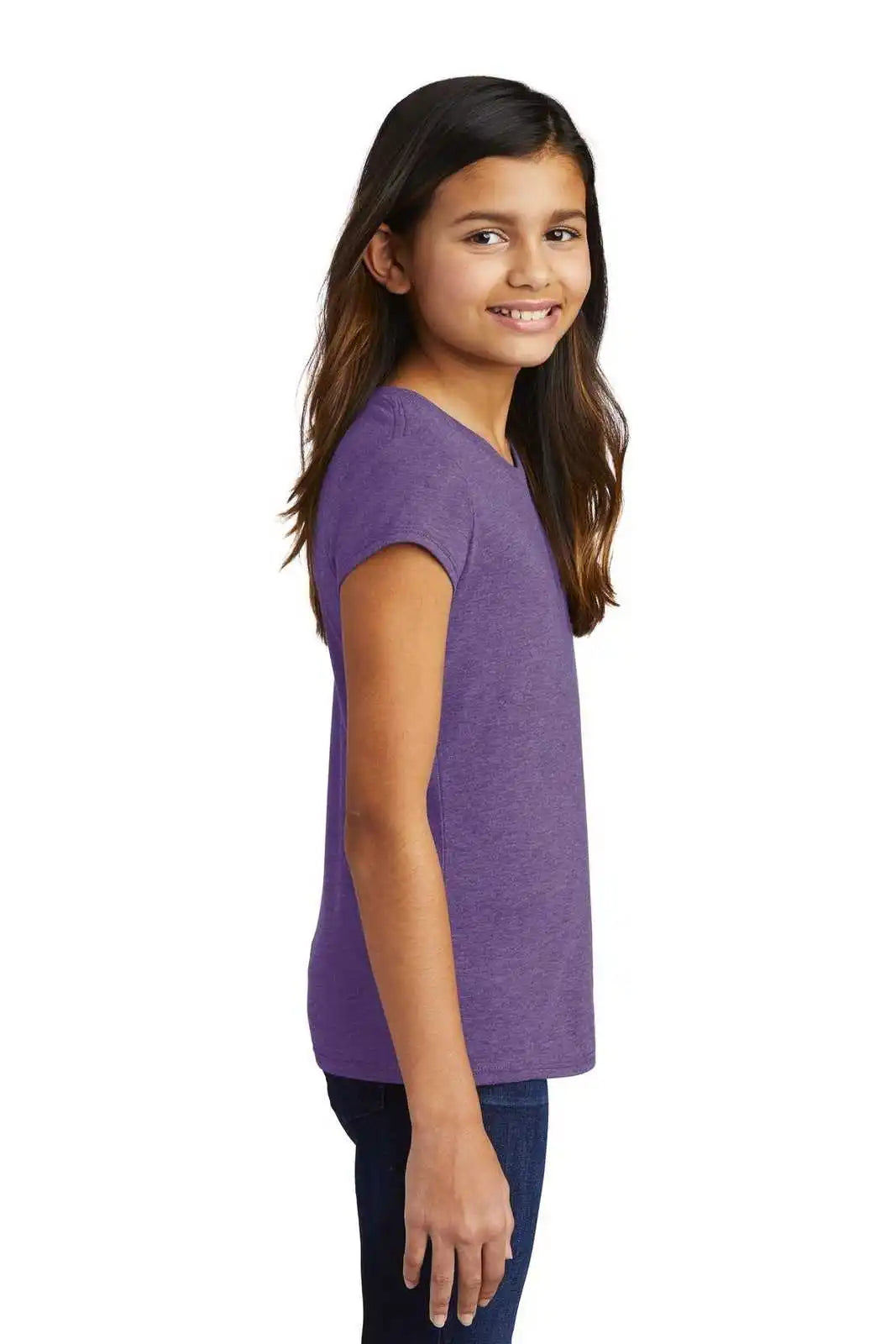 District Dt130yg Girls Perfect Tri Tee - Purple Frost