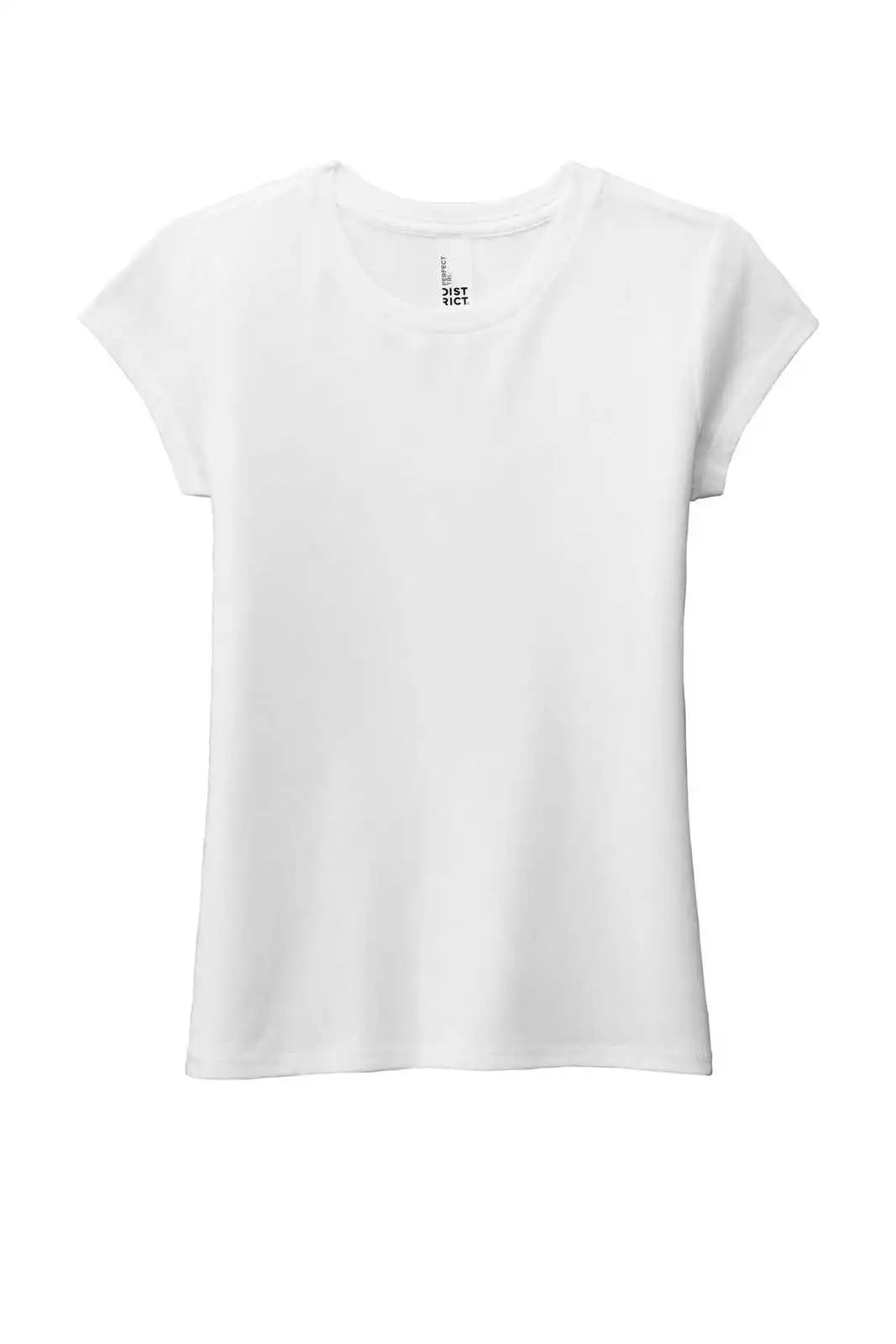 District Dt130yg Girls Perfect Tri Tee - White
