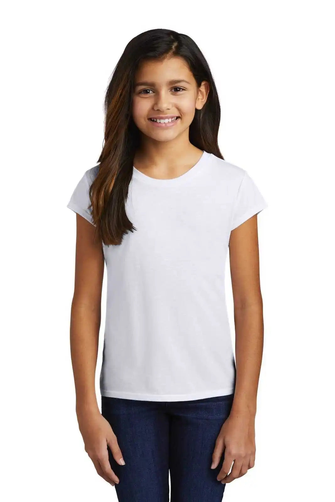 District Dt130yg Girls Perfect Tri Tee - White