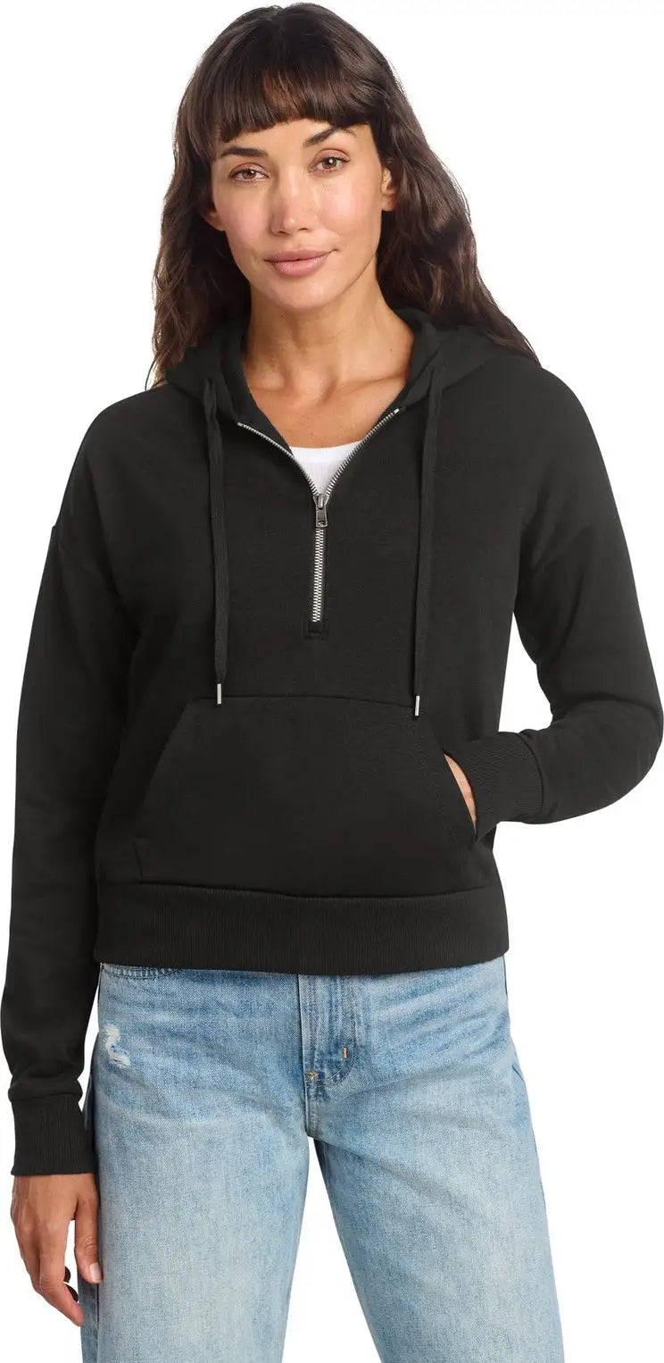 District Dt1311 Women’s Perfect Tri Fleece 1/2-zip Pullover - Black - Ladies Xs