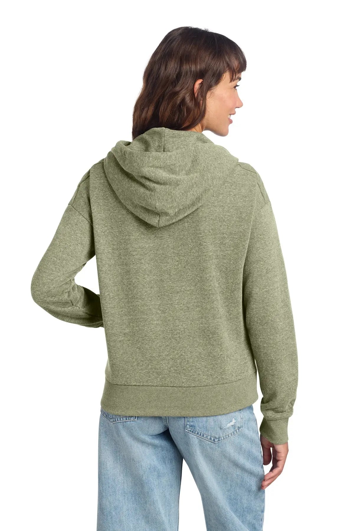 District Dt1311 Women’s Perfect Tri Fleece 1/2-zip Pullover - Military Green Frost