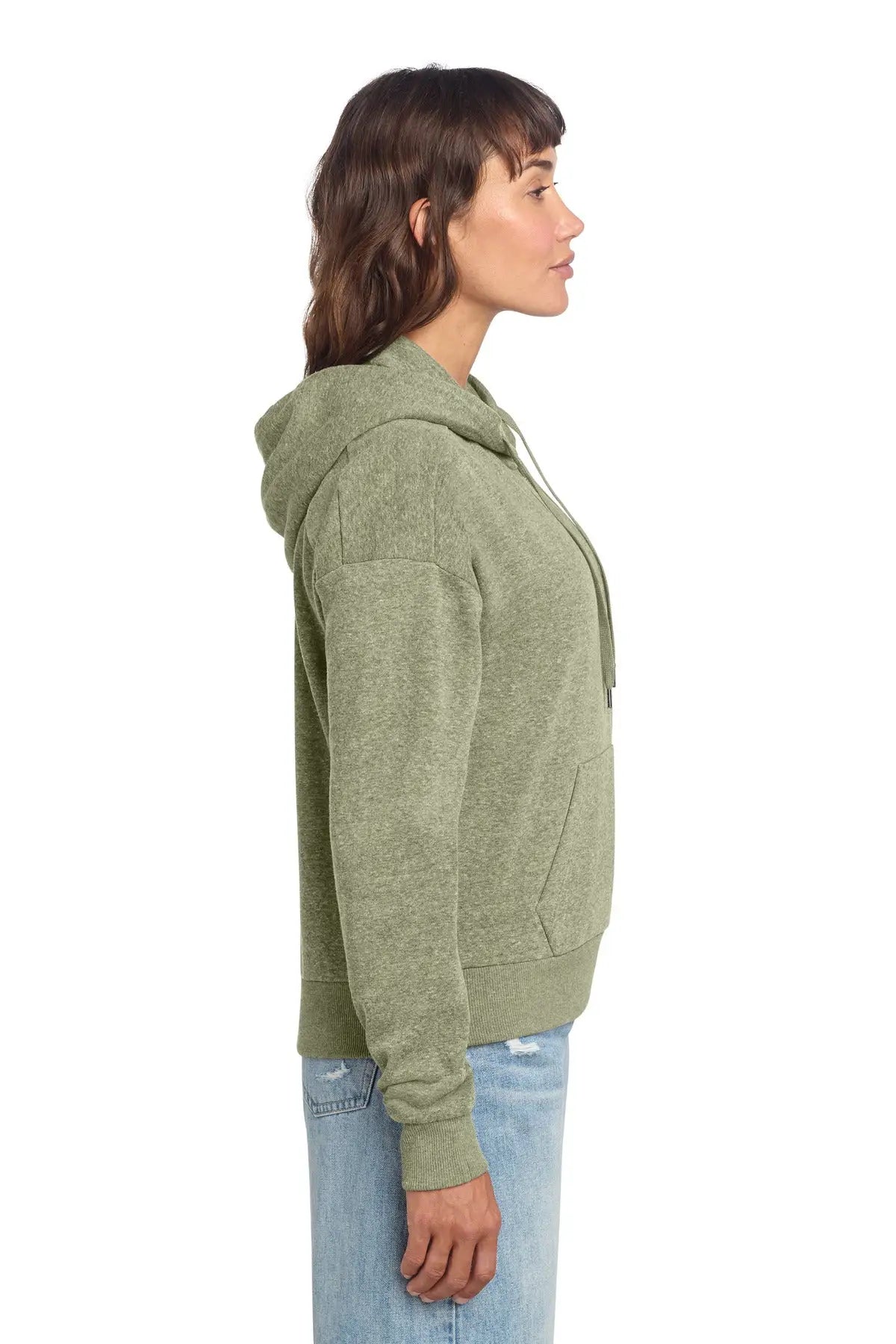 District Dt1311 Women’s Perfect Tri Fleece 1/2-zip Pullover - Military Green Frost