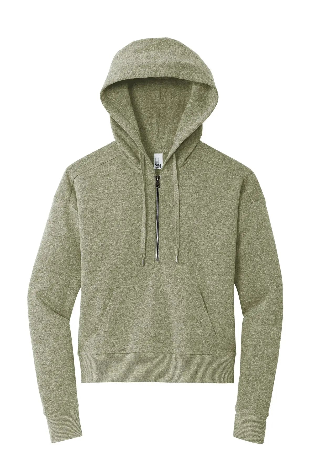 District Dt1311 Women’s Perfect Tri Fleece 1/2-zip Pullover - Military Green Frost