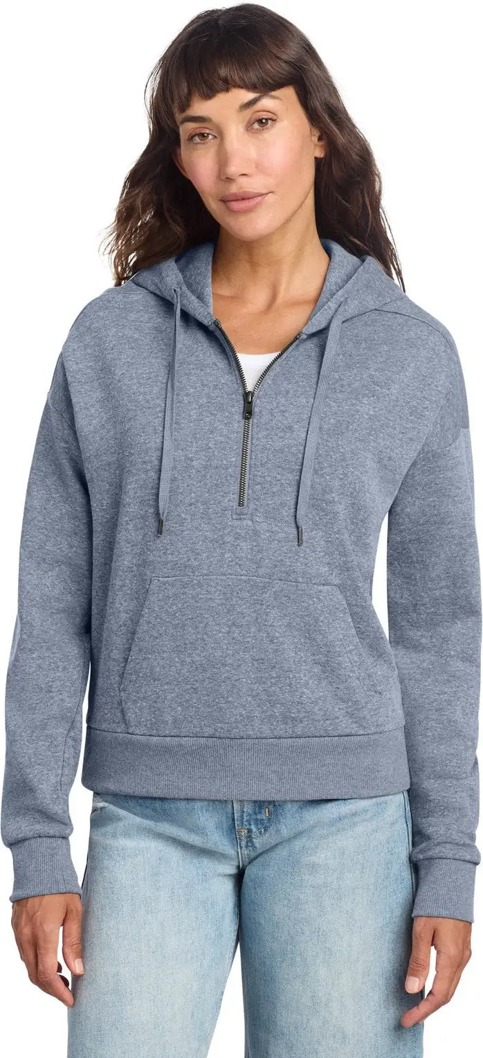 District Dt1311 Women’s Perfect Tri Fleece 1/2-zip Pullover - Navy Frost - Ladies Xs