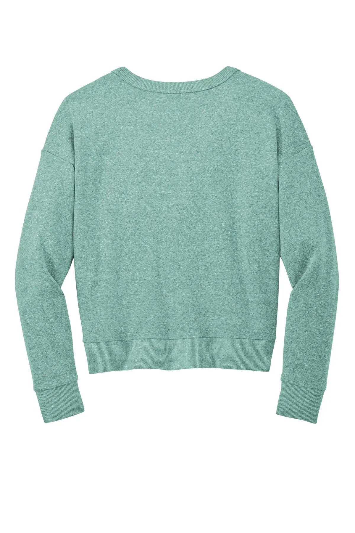 District Dt1312 Women’s Perfect Tri Fleece V-neck Sweatshirt - Heathered Eucalyptus Blue - Adult Xs