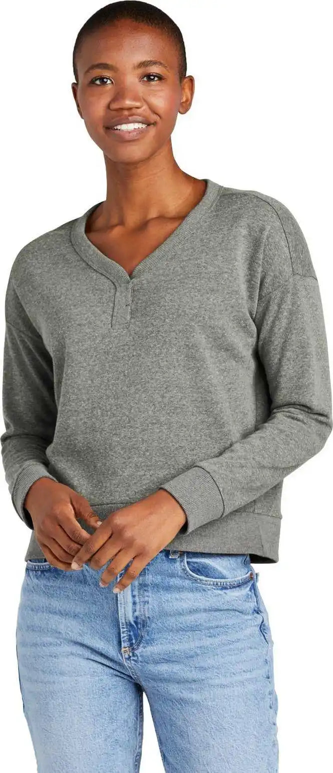 District Dt1312 Women’s Perfect Tri Fleece v Neck Sweatshirt Heathered Charcoal