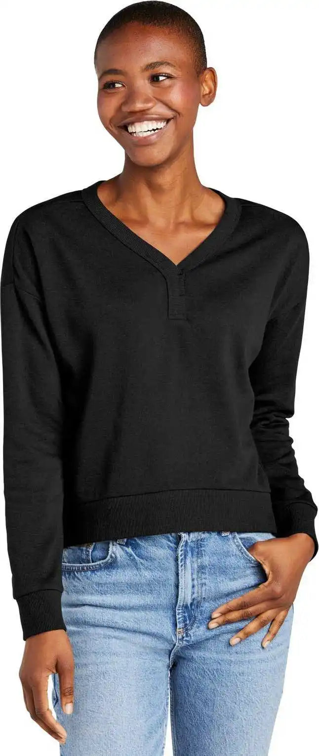 District Dt1312 Women’s Perfect Tri Fleece v Neck Sweatshirt Black