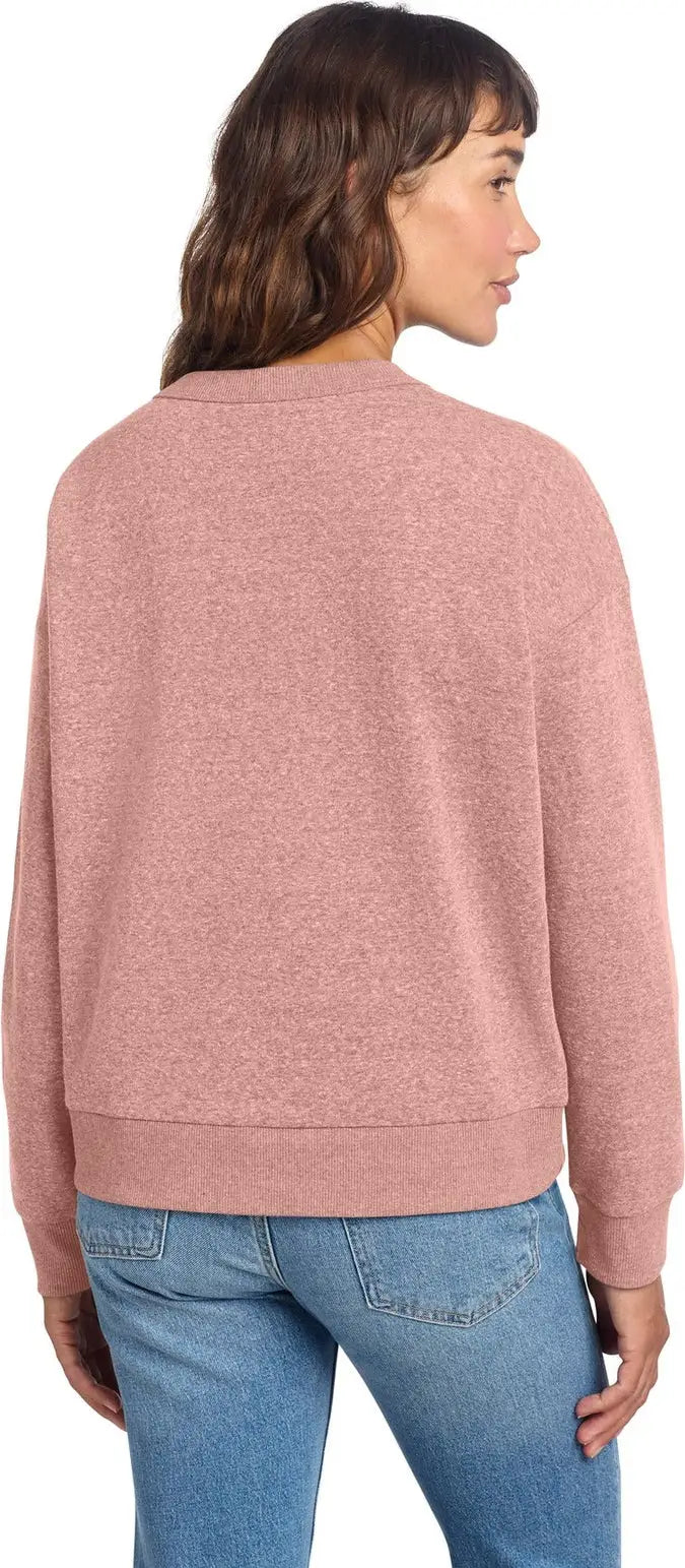 District Dt1312 Women’s Perfect Tri Fleece V-neck Sweatshirt - Blush Frost