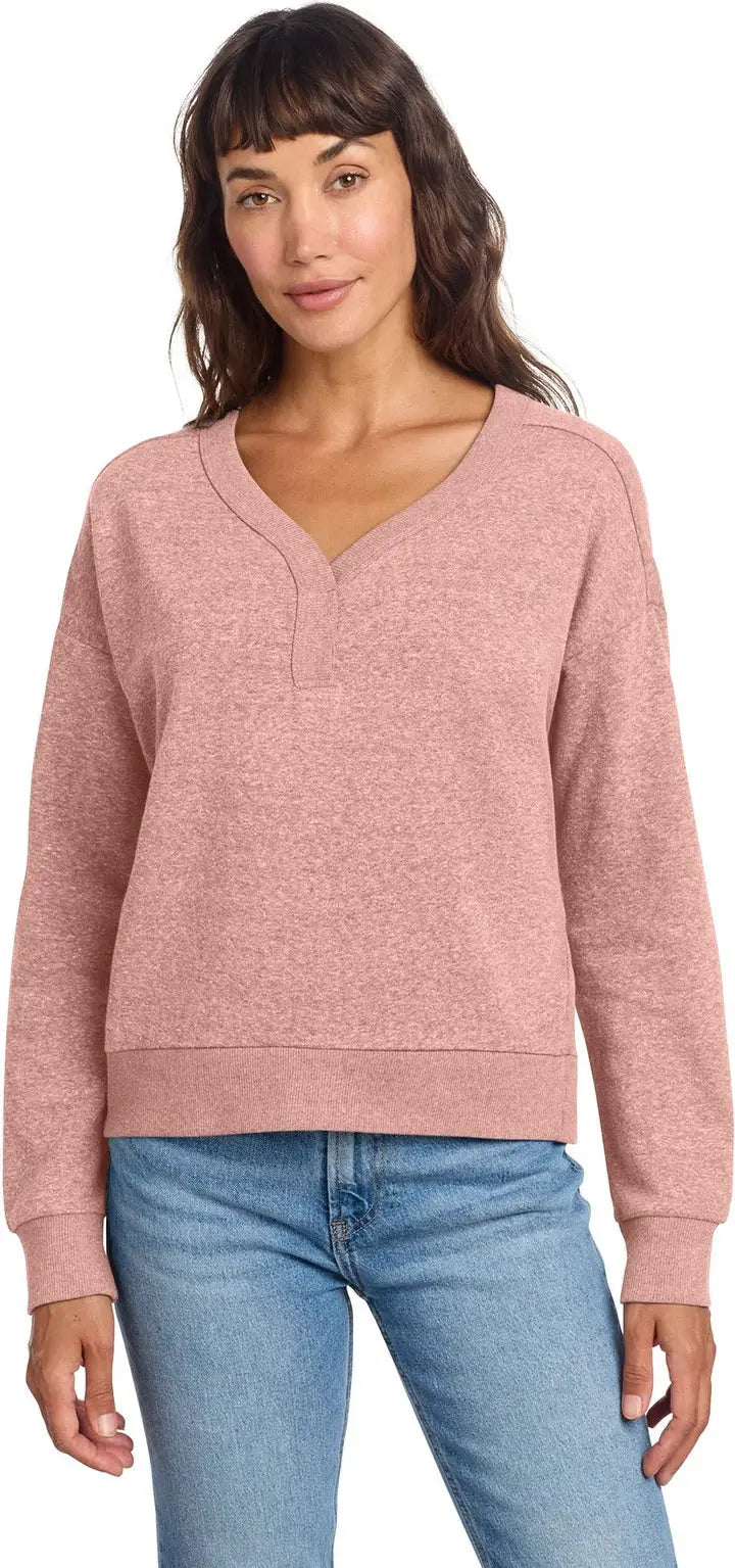 District Dt1312 Women’s Perfect Tri Fleece V-neck Sweatshirt - Blush Frost - Adult Xs