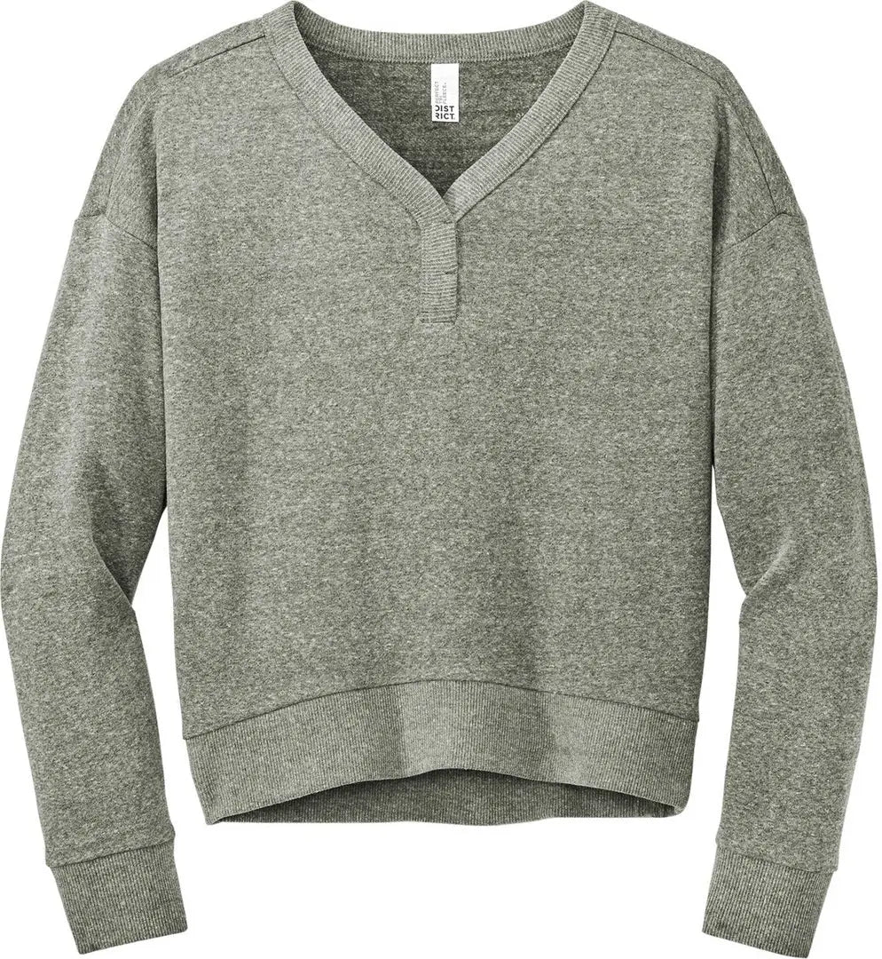 District Dt1312 Women’s Perfect Tri Fleece V-neck Sweatshirt - Gray Frost