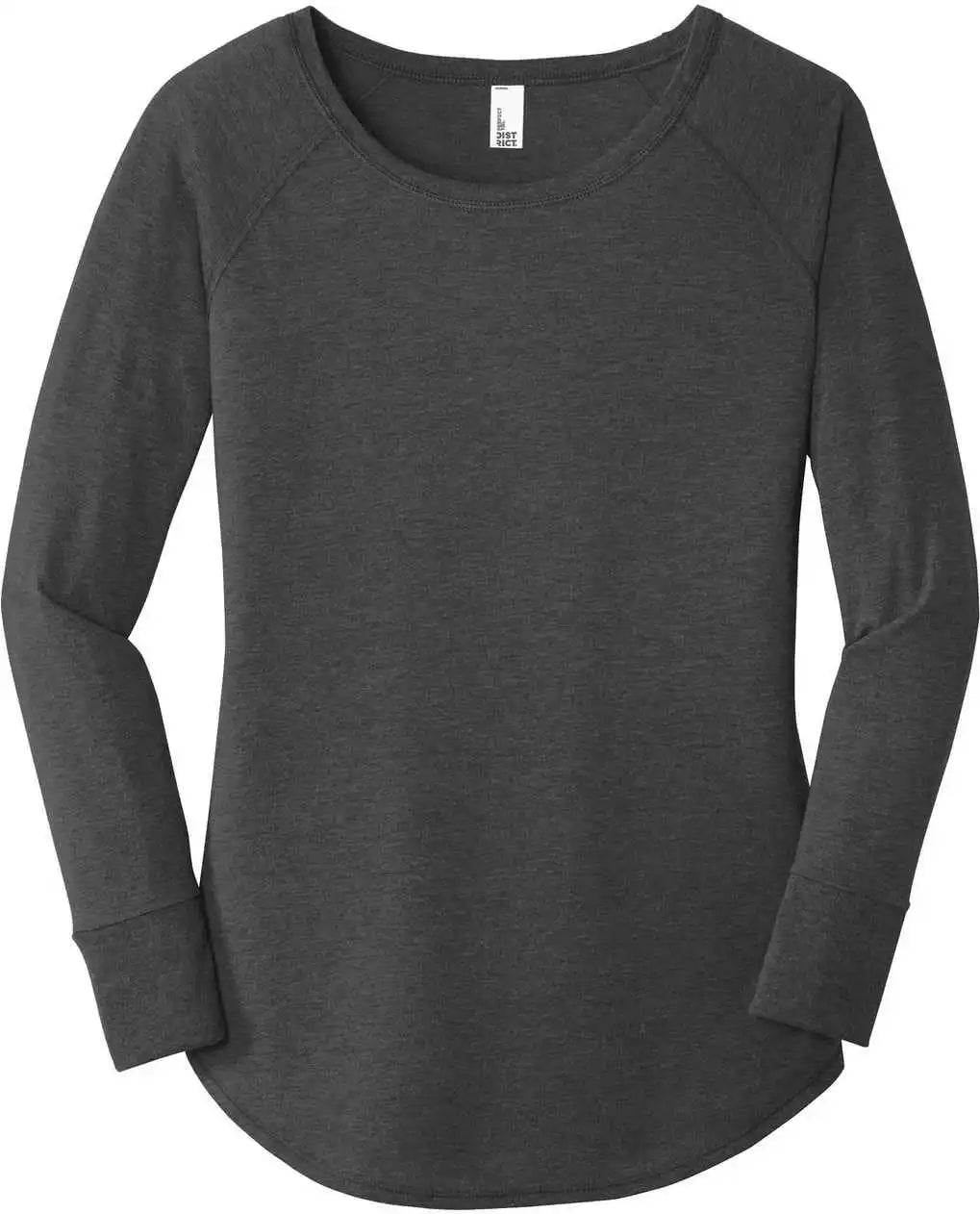 District Dt132l Women’s Perfect Tri Long Sleeve Tunic Tee - Black Frost