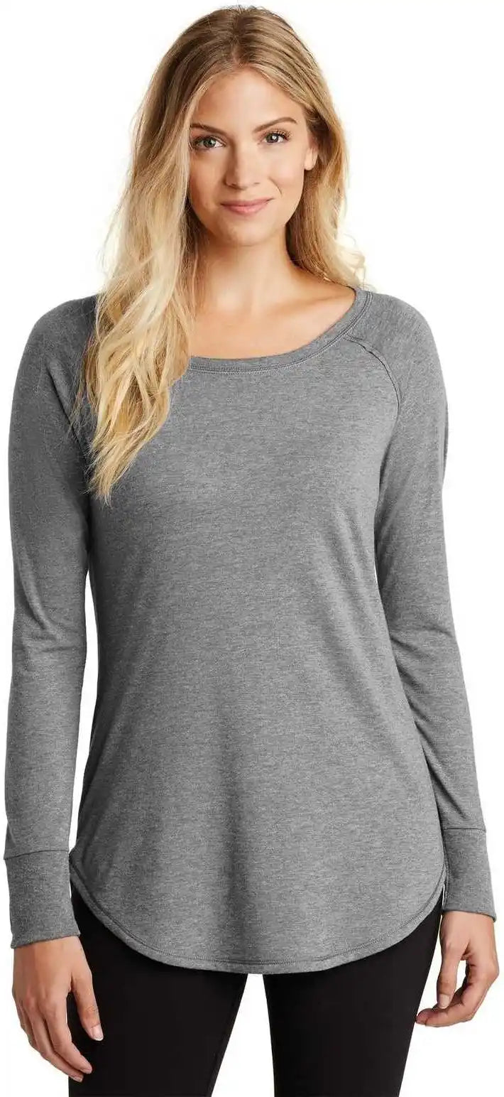 District Dt132l Women’s Perfect Tri Long Sleeve Tunic Tee Gray Frost