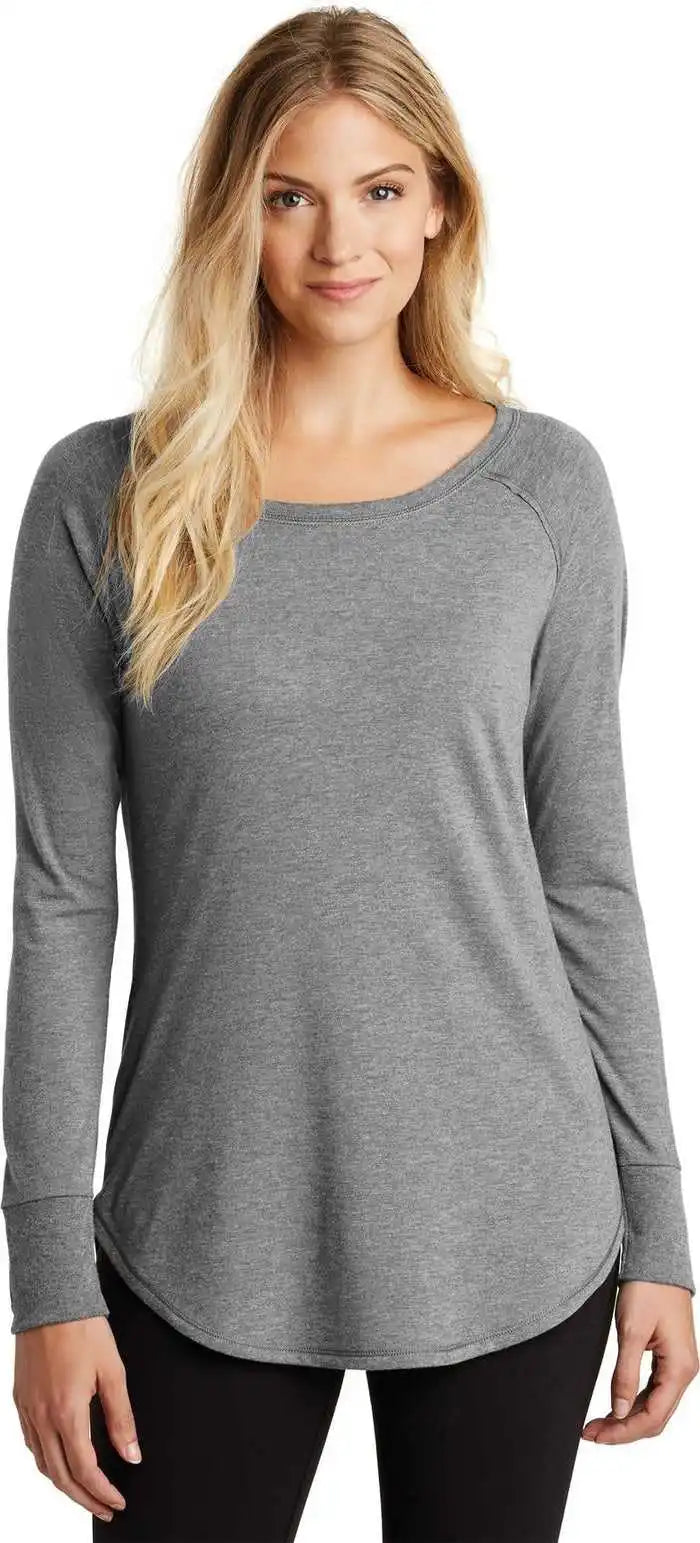 District Dt132l Women’s Perfect Tri Long Sleeve Tunic Tee - Grey Frost