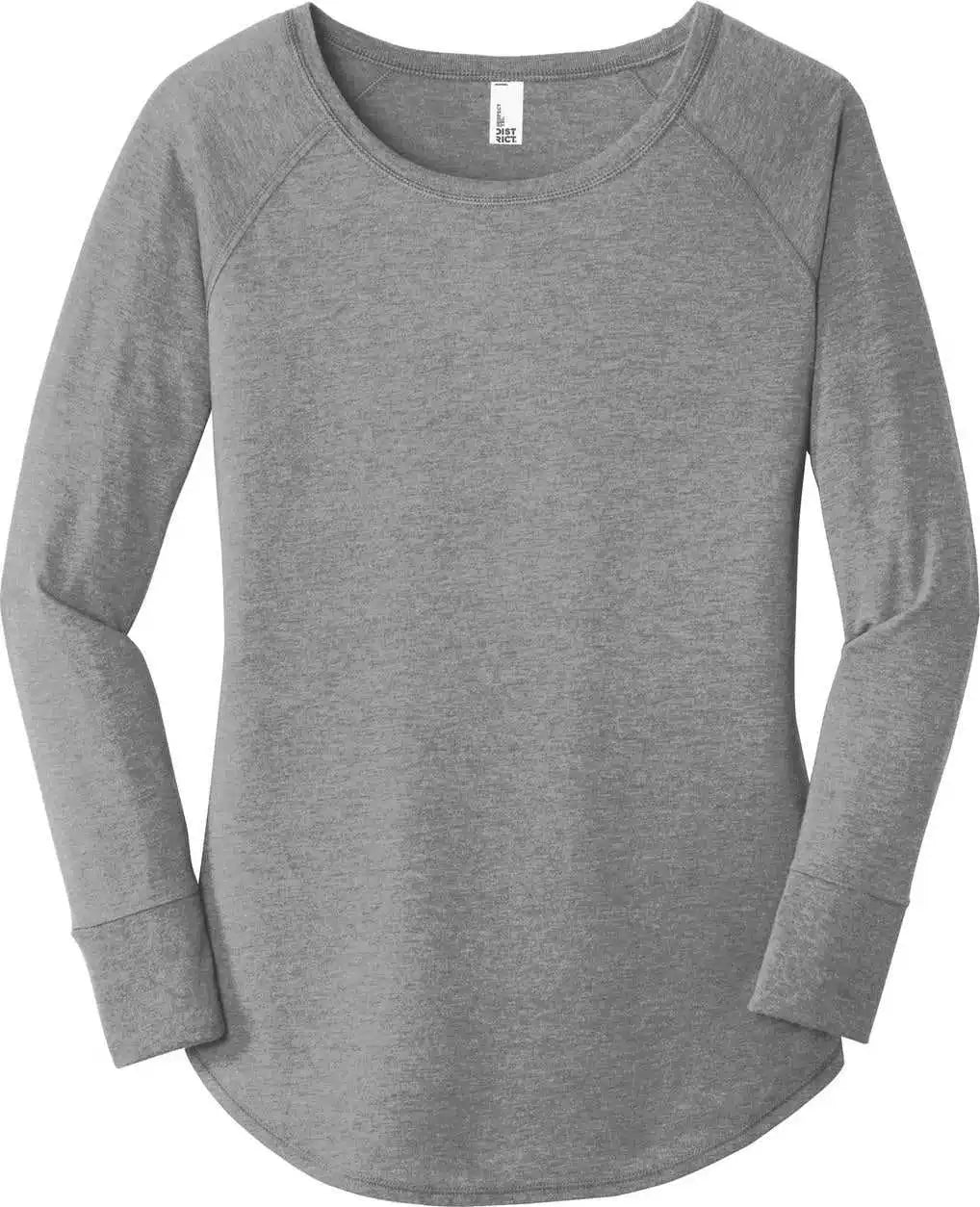 District Dt132l Women’s Perfect Tri Long Sleeve Tunic Tee - Grey Frost