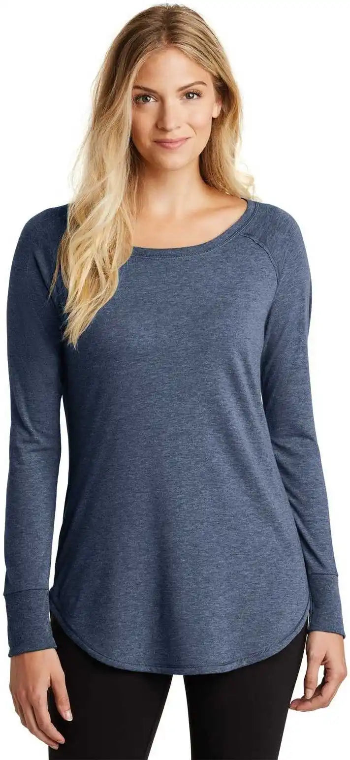 District Dt132l Women’s Perfect Tri Long Sleeve Tunic Tee Navy Frost