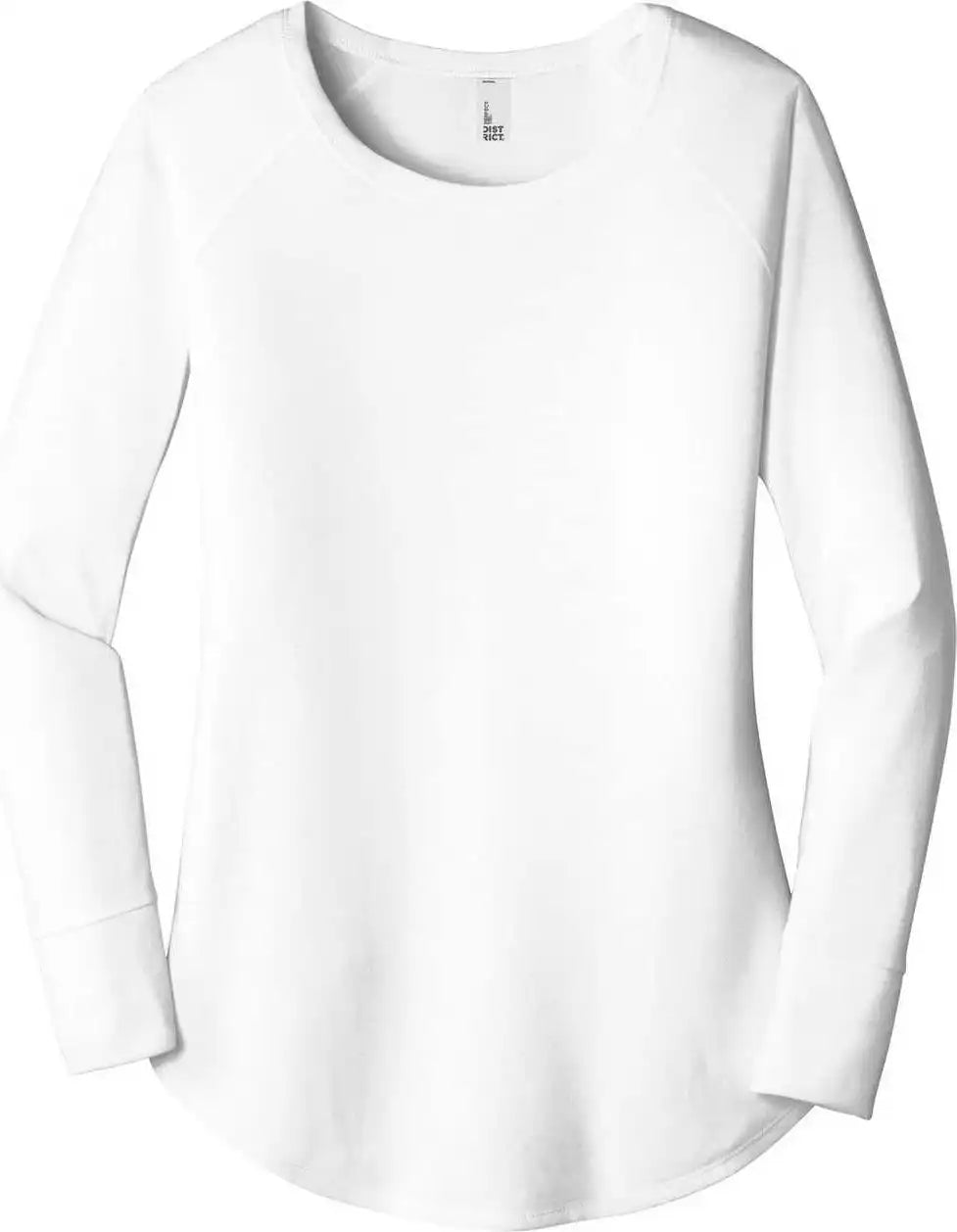 District Dt132l Women’s Perfect Tri Long Sleeve Tunic Tee - White