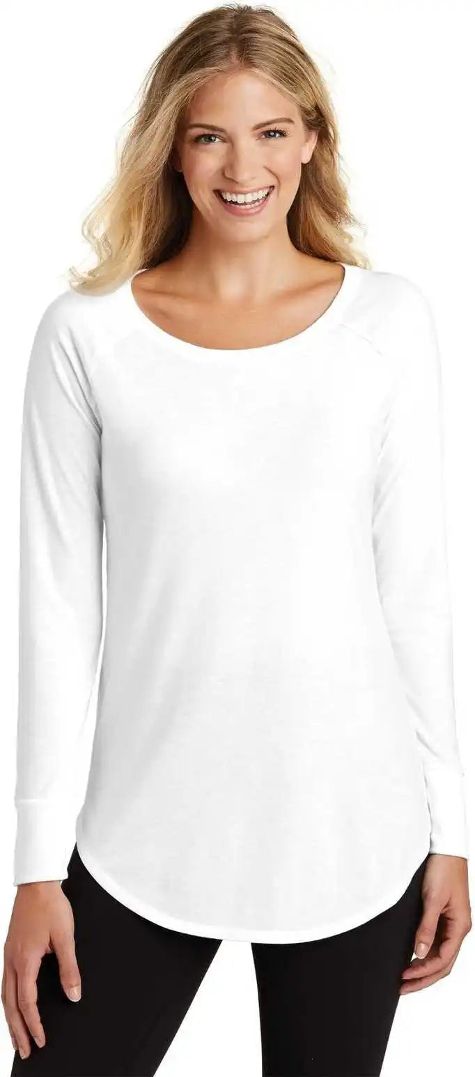 District Dt132l Women’s Perfect Tri Long Sleeve Tunic Tee - White