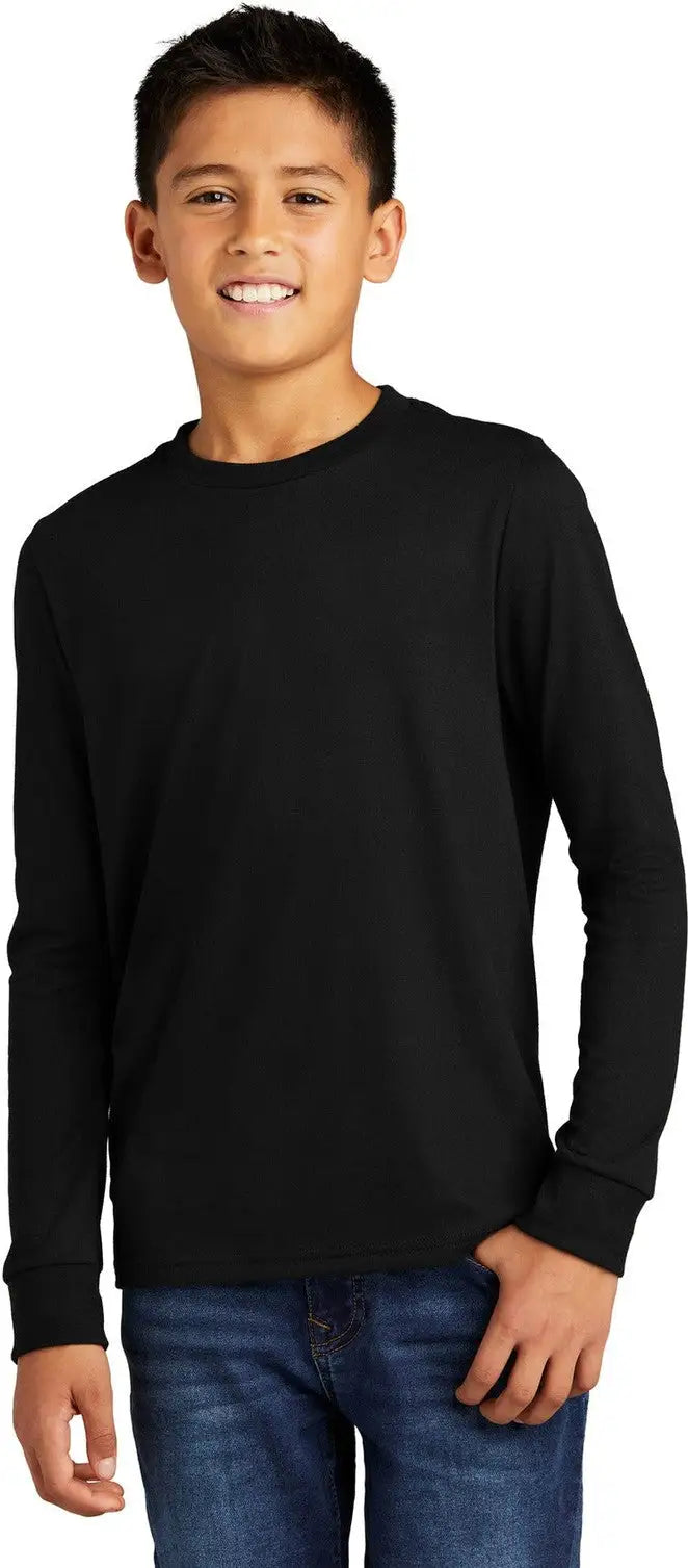 District Dt132y Youth Perfect Tri Long Sleeve Tee - Black - Xs