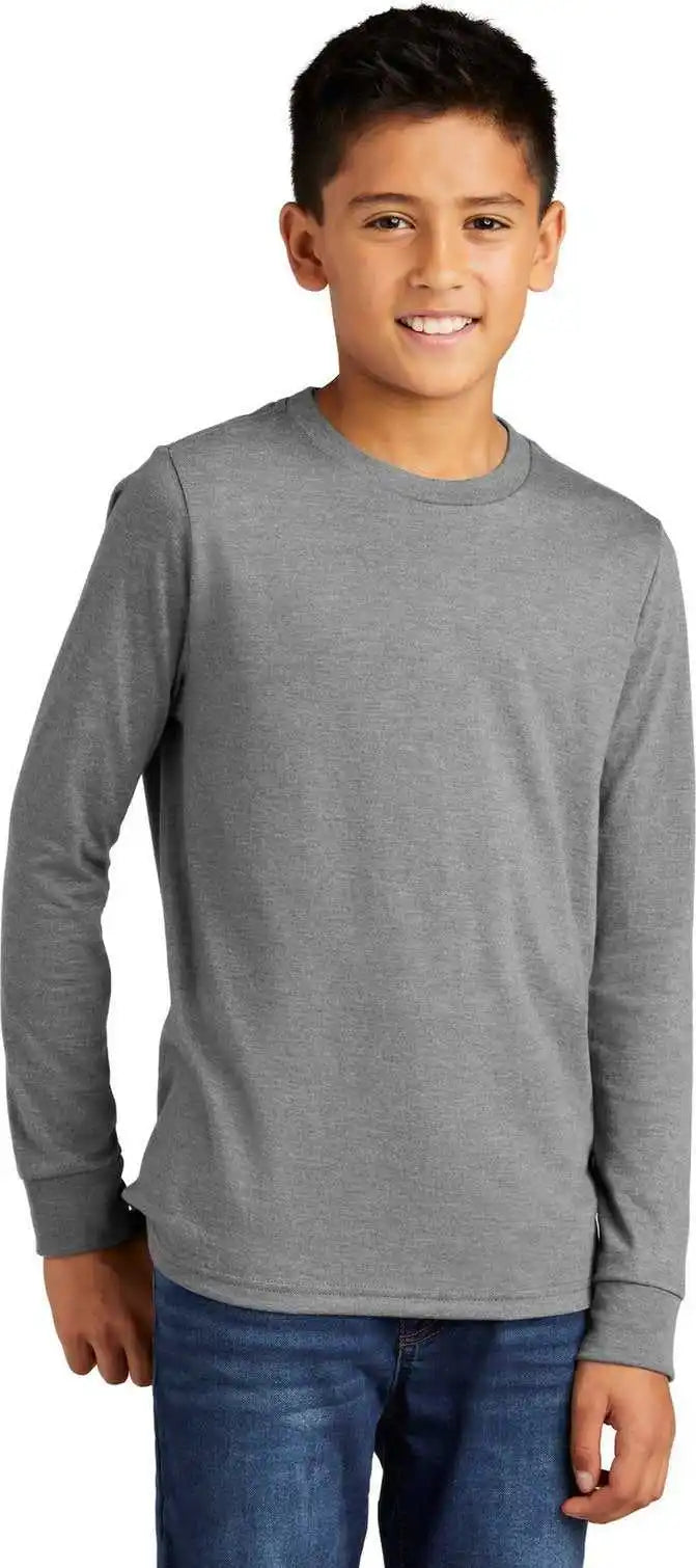 District Dt132y Youth Perfect Tri Long Sleeve Tee Grey Frost