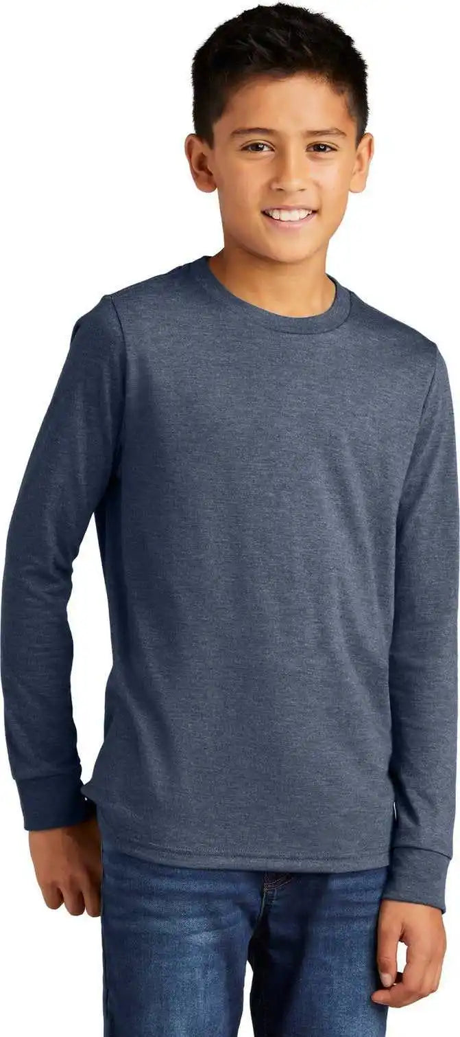 District Dt132y Youth Perfect Tri Long Sleeve Tee Navy Frost