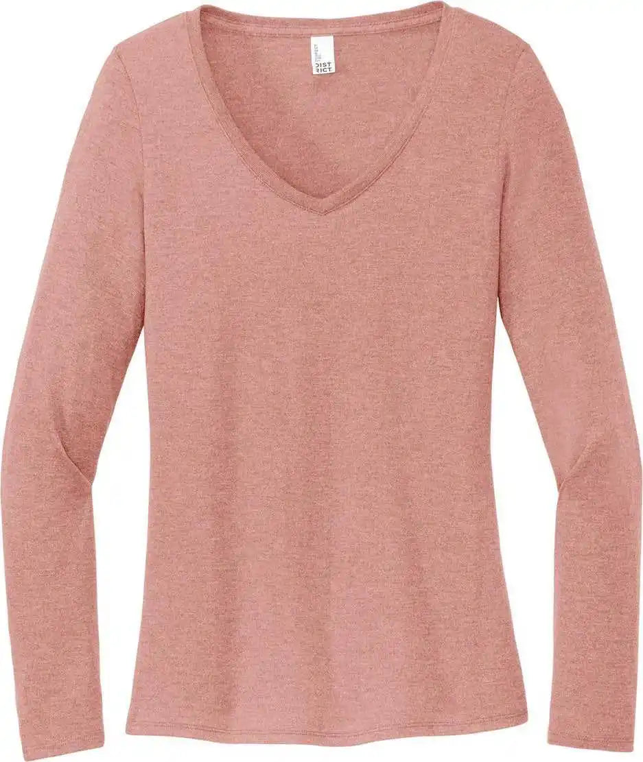 District Dt135 Women’s Perfect Tri Long Sleeve v Neck Tee Blustfrost