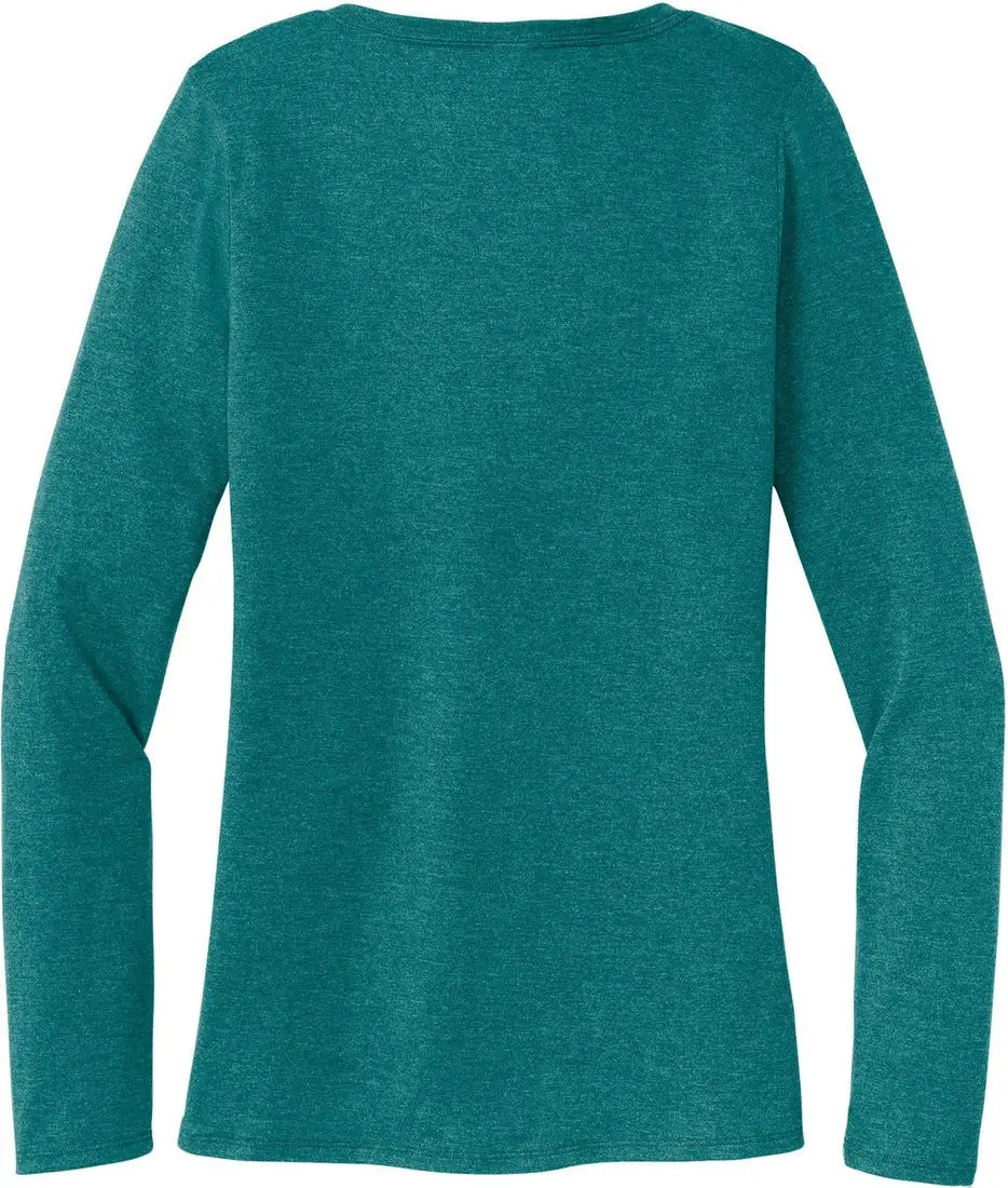 District Dt135 Women’s Perfect Tri Long Sleeve V-neck Tee - Heathered Teal