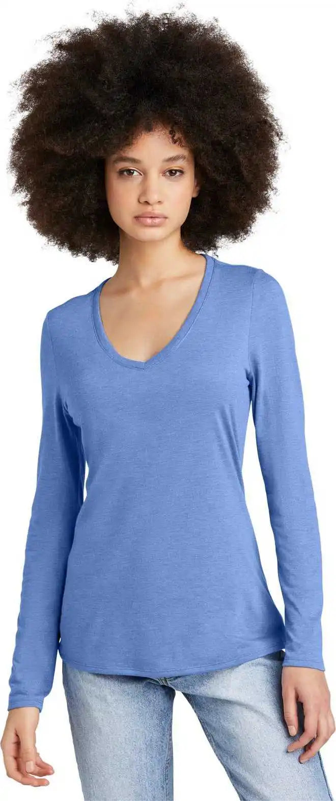 District Dt135 Women’s Perfect Tri Long Sleeve v Neck Tee Marifrost