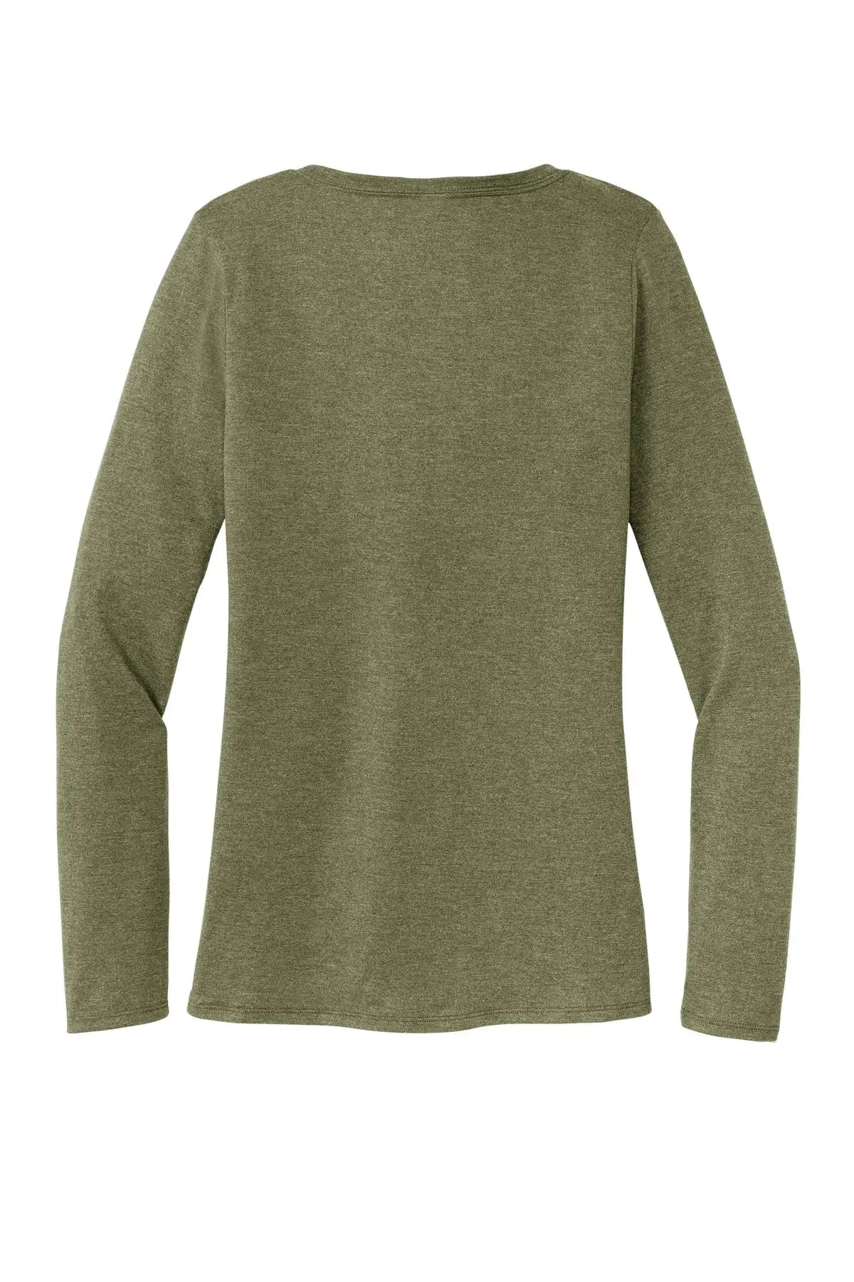 District Dt135 Women’s Perfect Tri Long Sleeve V-neck Tee - Military Green Frost