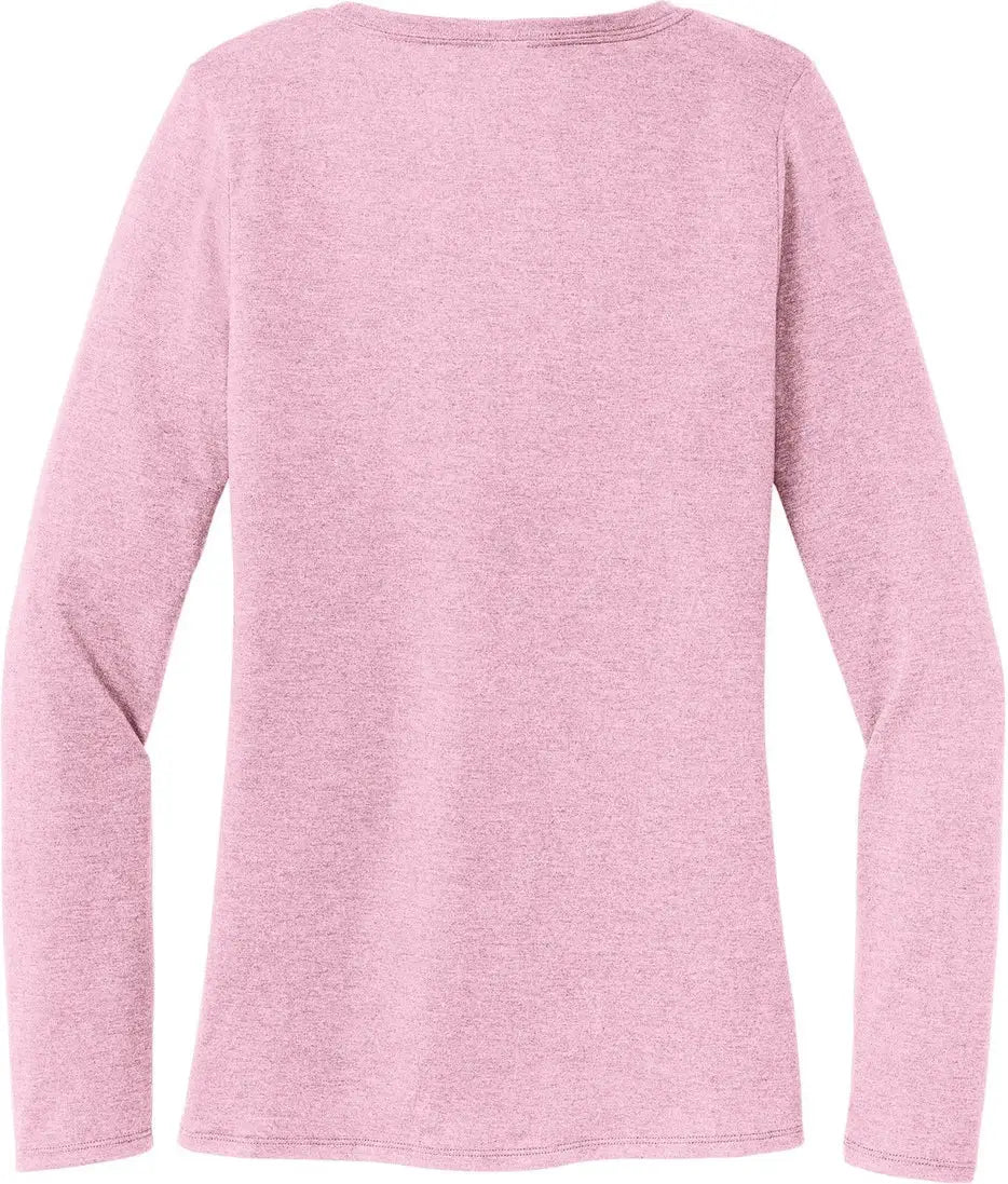 District Dt135 Women’s Perfect Tri Long Sleeve V-neck Tee - Wisteria Heather - Ladies Xs