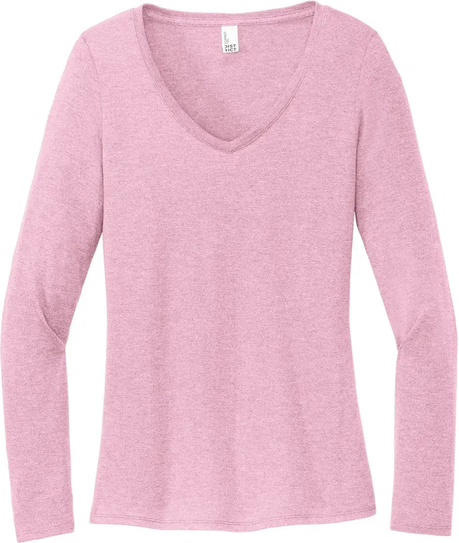District Dt135 Women’s Perfect Tri Long Sleeve V-neck Tee - Wisteria Heather