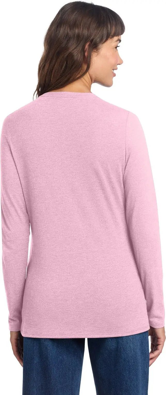 District Dt135 Women’s Perfect Tri Long Sleeve V-neck Tee - Wisteria Heather