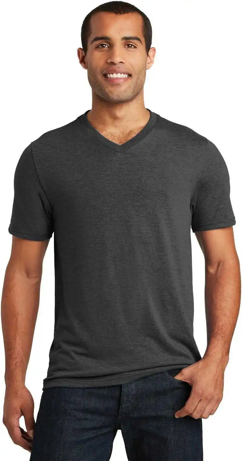 District Dt1350 Perfect Tri v Neck Tee Black Frost