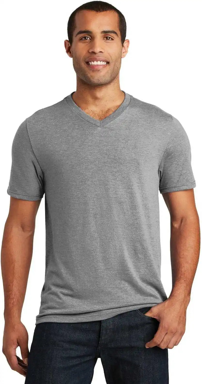District Dt1350 Perfect Tri V-neck Tee - Gray Frost