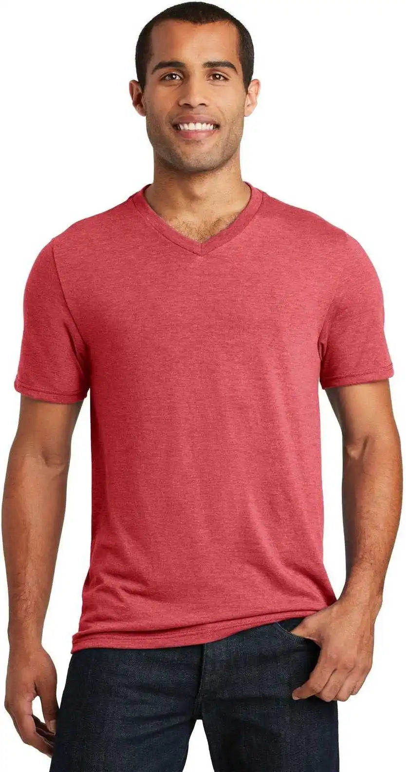 District Dt1350 Perfect Tri v Neck Tee Red Frost