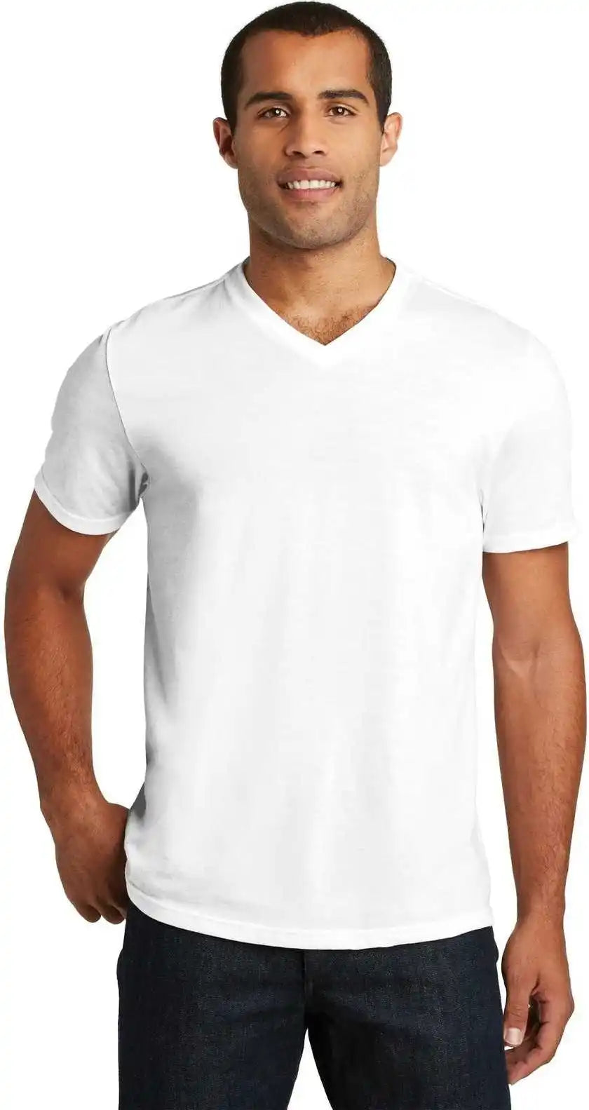 District Dt1350 Perfect Tri v Neck Tee White