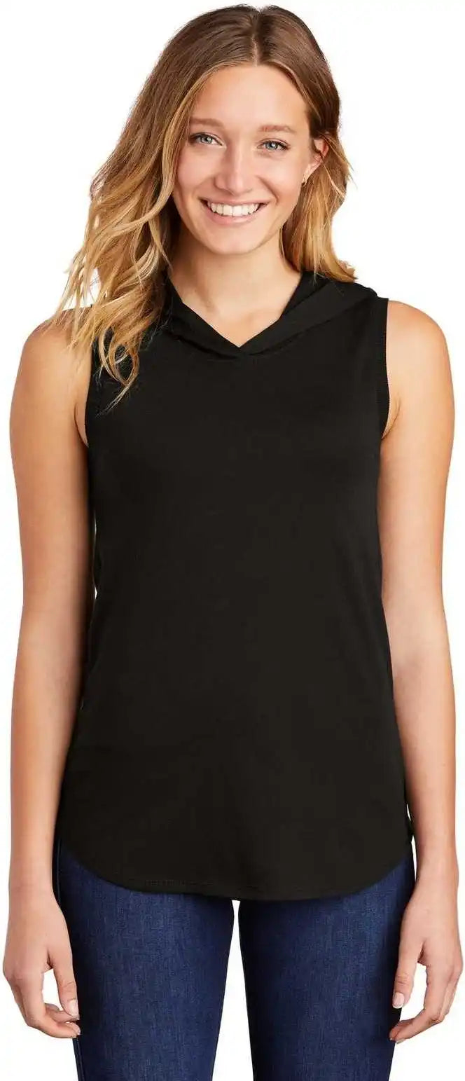 District Dt1375 Women’s Perfect Tri Sleeveless Hoodie - Black