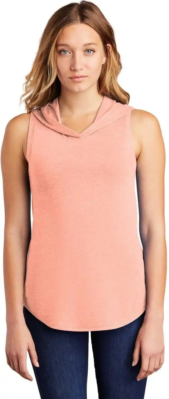 District Dt1375 Women’s Perfect Tri Sleeveless Hoodie - Heathered Dusty Peach