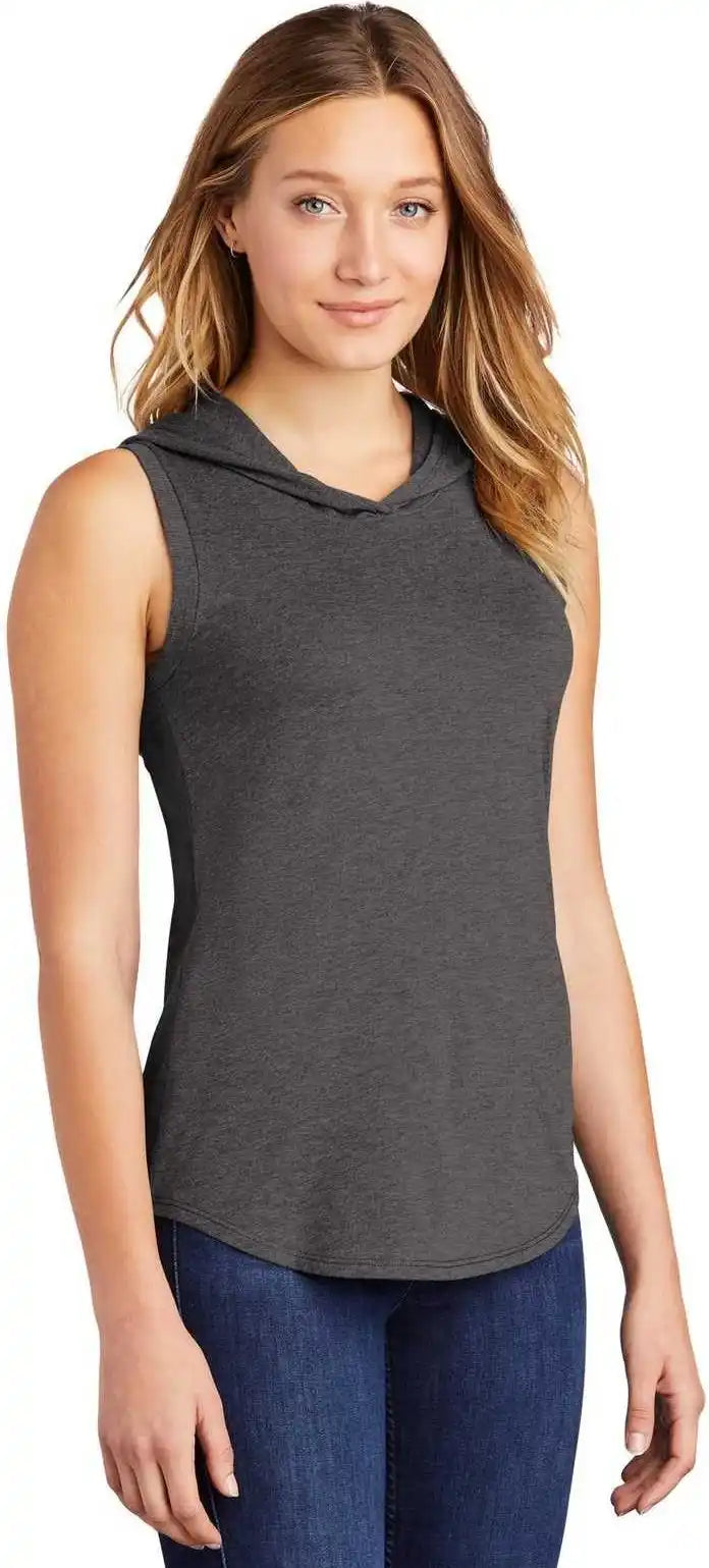 District Dt1375 Women’s Perfect Tri Sleeveless Hoodie - Heathered Charcoal