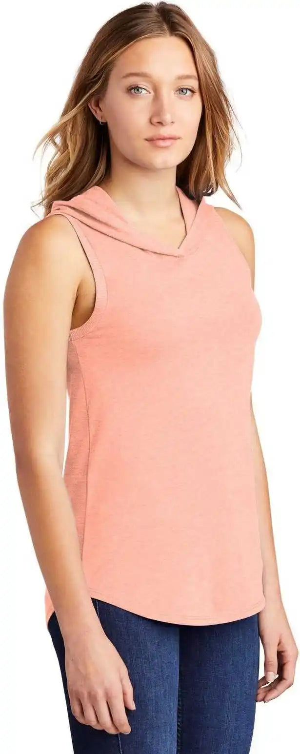 District Dt1375 Women’s Perfect Tri Sleeveless Hoodie - Heathered Dusty Peach