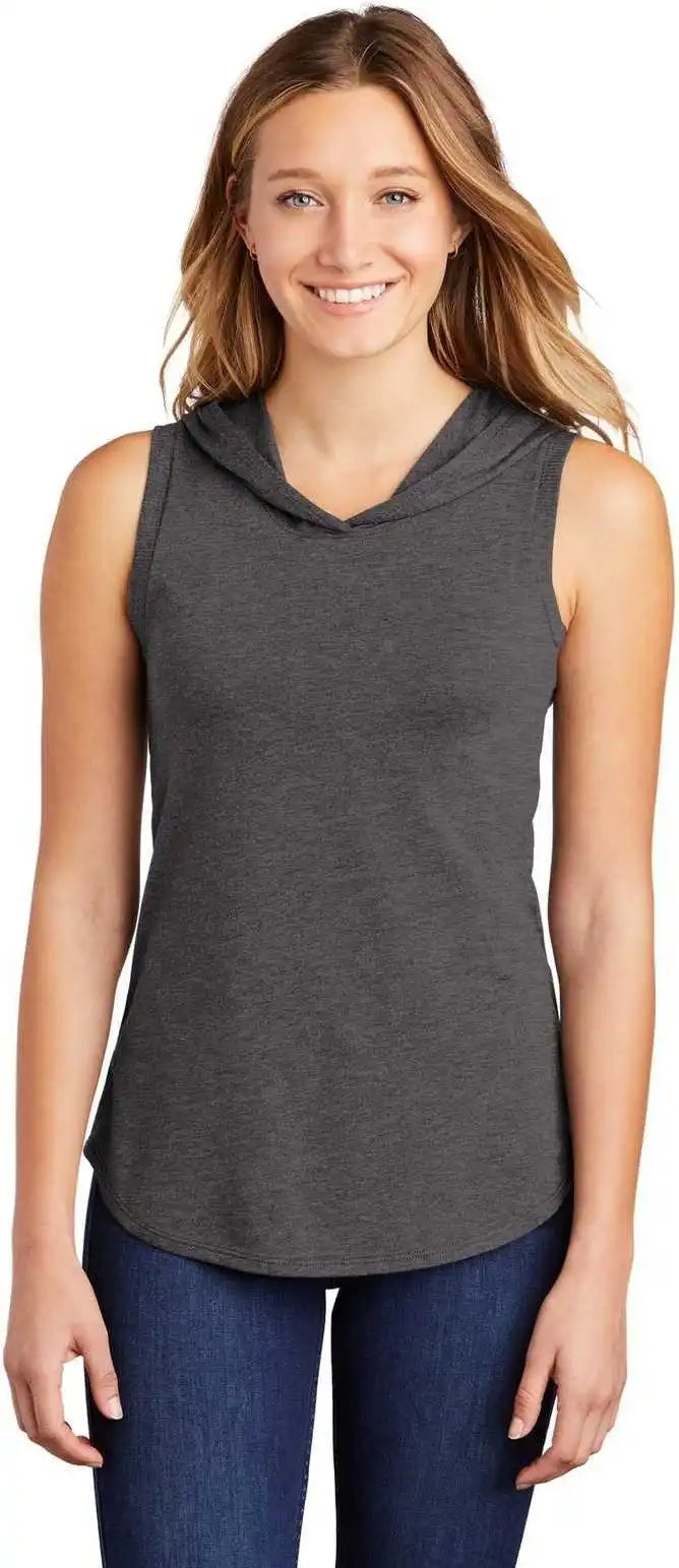 District Dt1375 Women’s Perfect Tri Sleeveless Hoodie - Heathered Charcoal