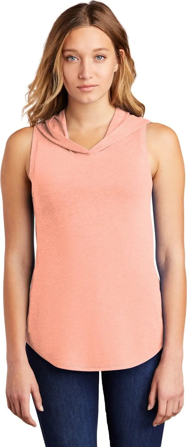 District Dt1375 Women’s Perfect Tri Sleeveless Hoodie - Heathered Dusty Peach