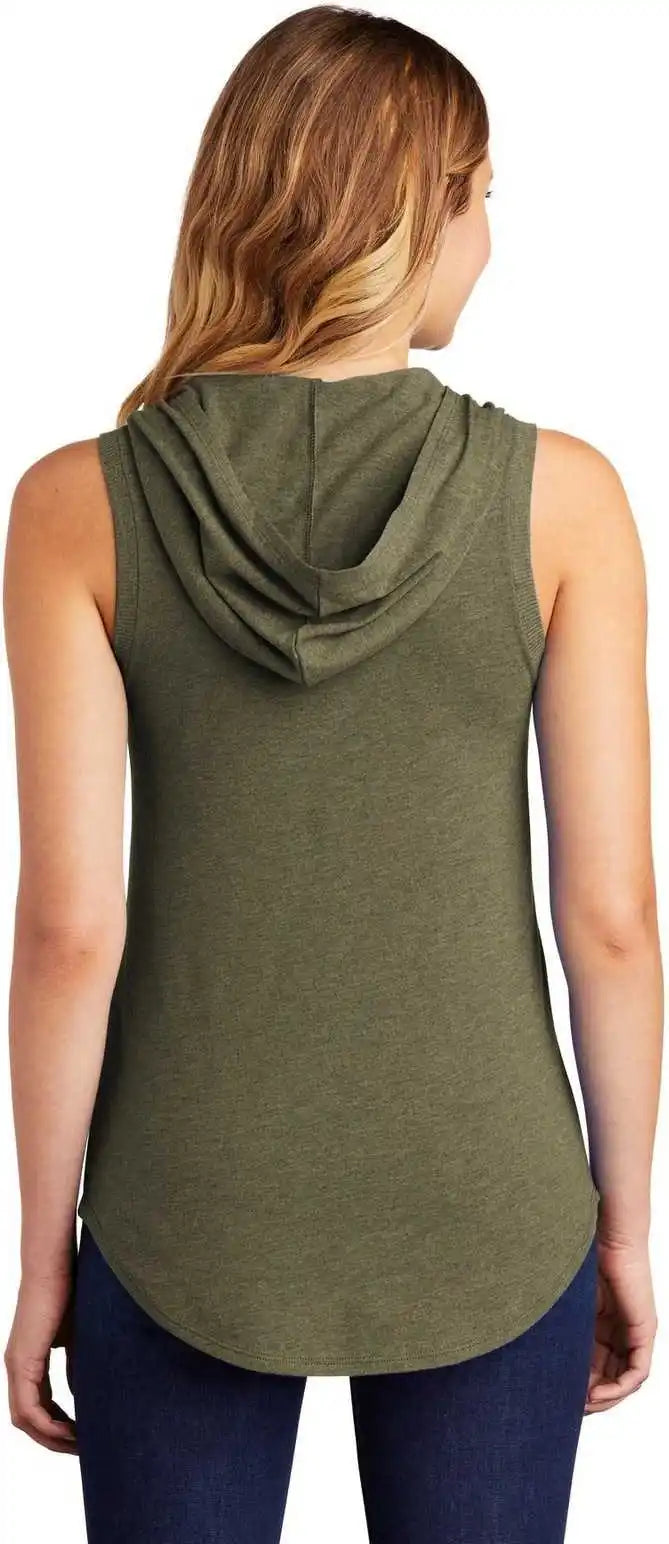 District Dt1375 Women’s Perfect Tri Sleeveless Hoodie - Military Green Frost