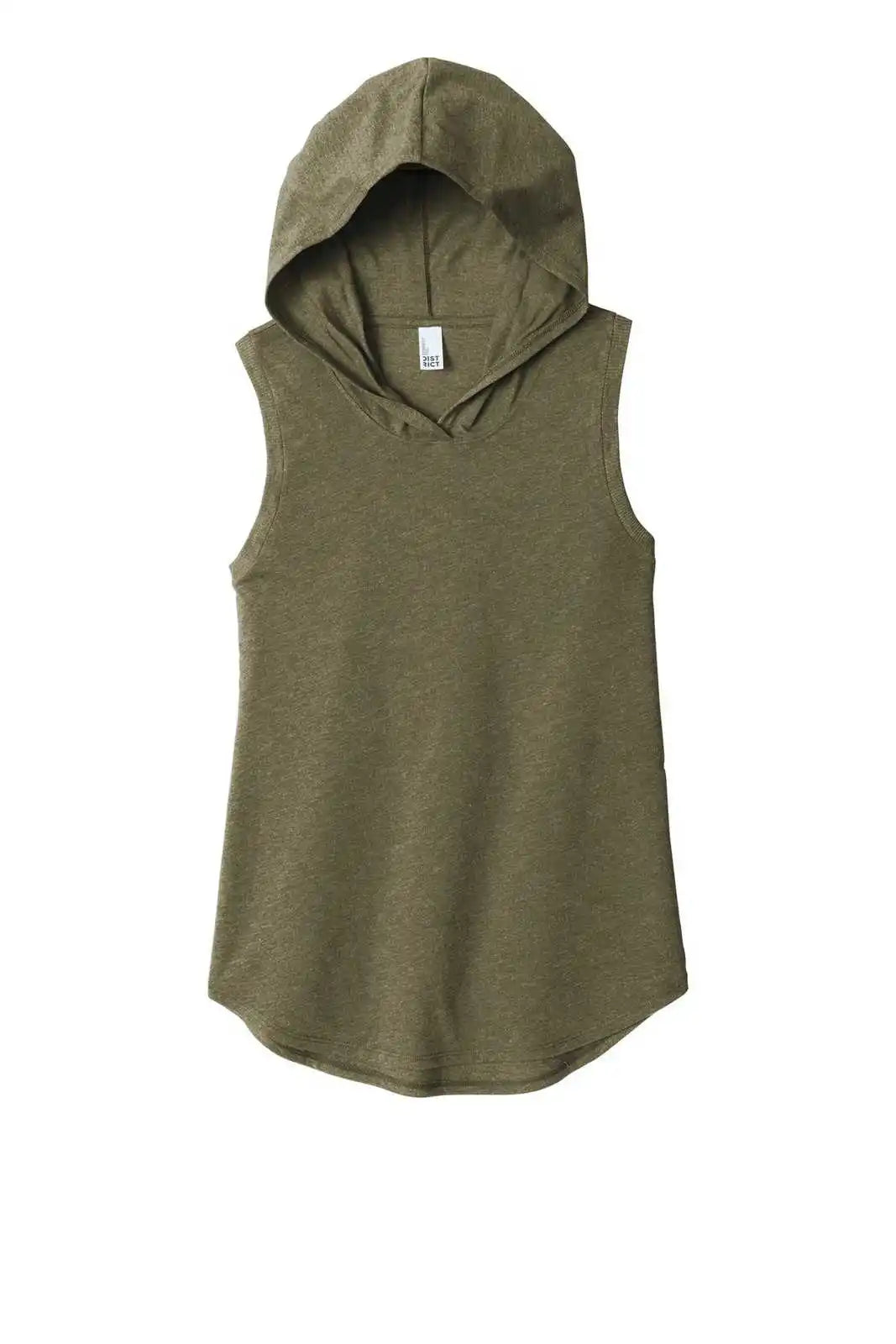 District Dt1375 Women’s Perfect Tri Sleeveless Hoodie - Military Green Frost