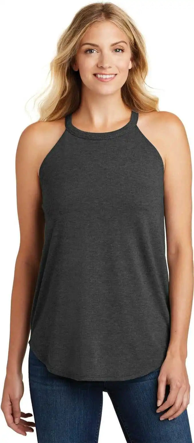 District Dt137l Women’s Perfect Tri Rocker Tank - Black Frost