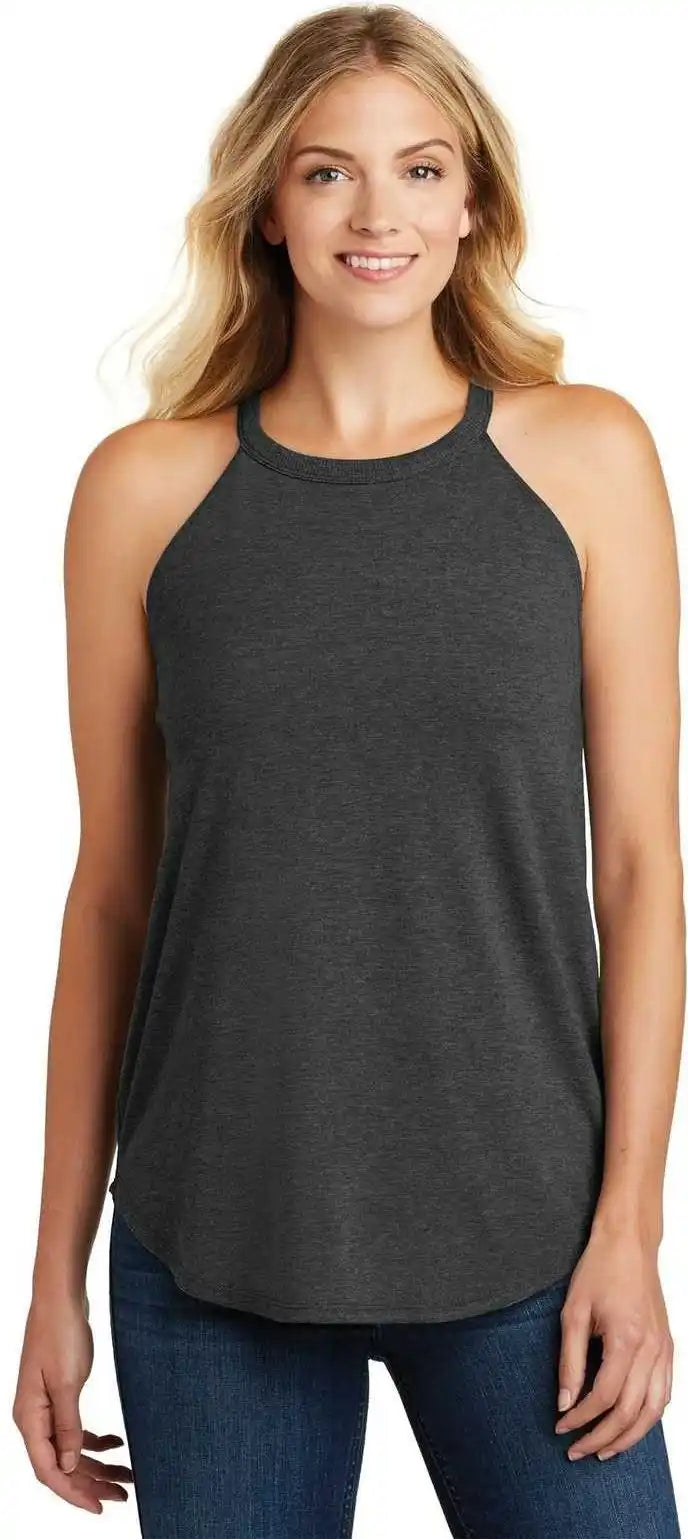 District Dt137l Women’s Perfect Tri Rocker Tank - Black Frost