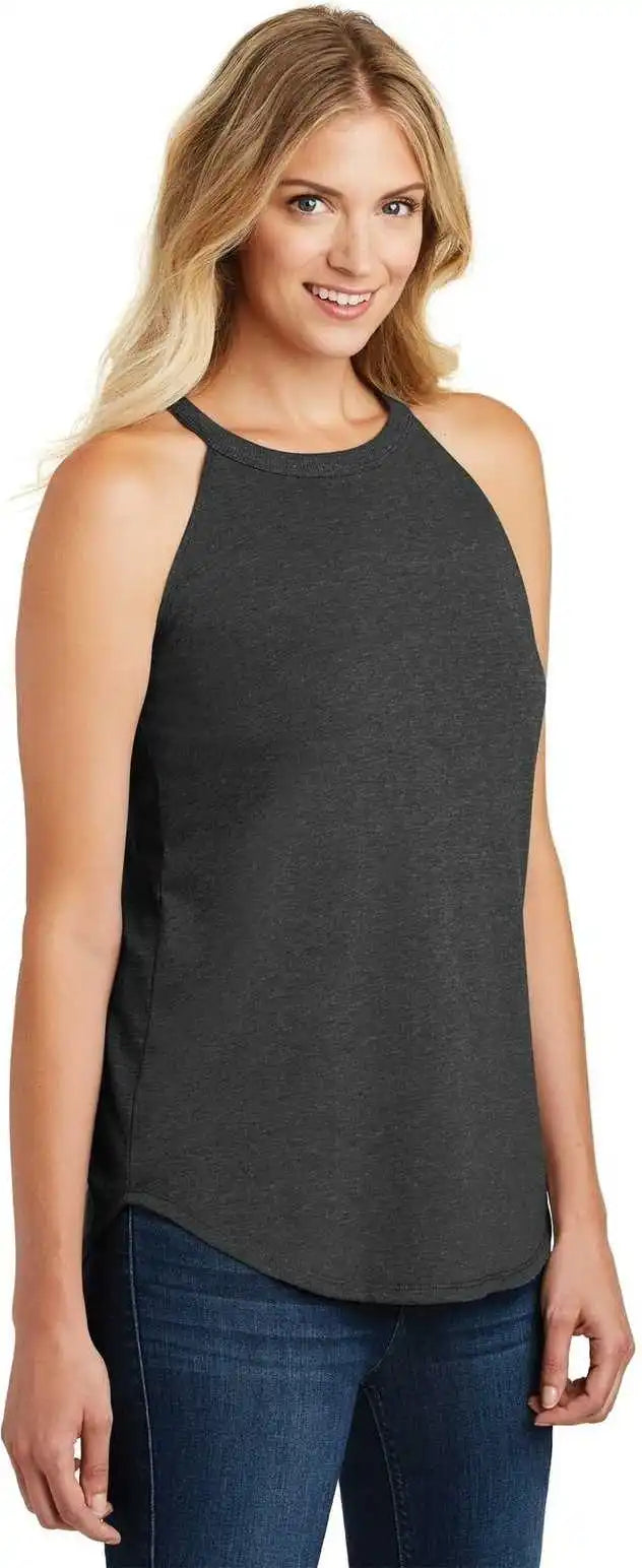 District Dt137l Women’s Perfect Tri Rocker Tank Black Frost