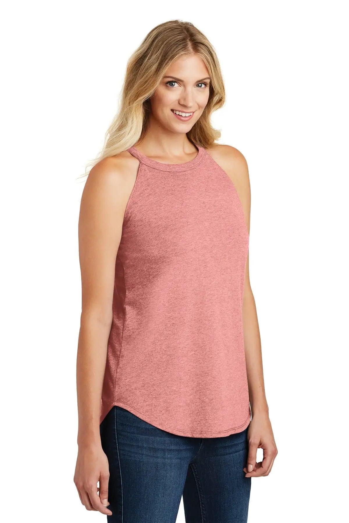 District Dt137l Women’s Perfect Tri Rocker Tank - Blush Frost