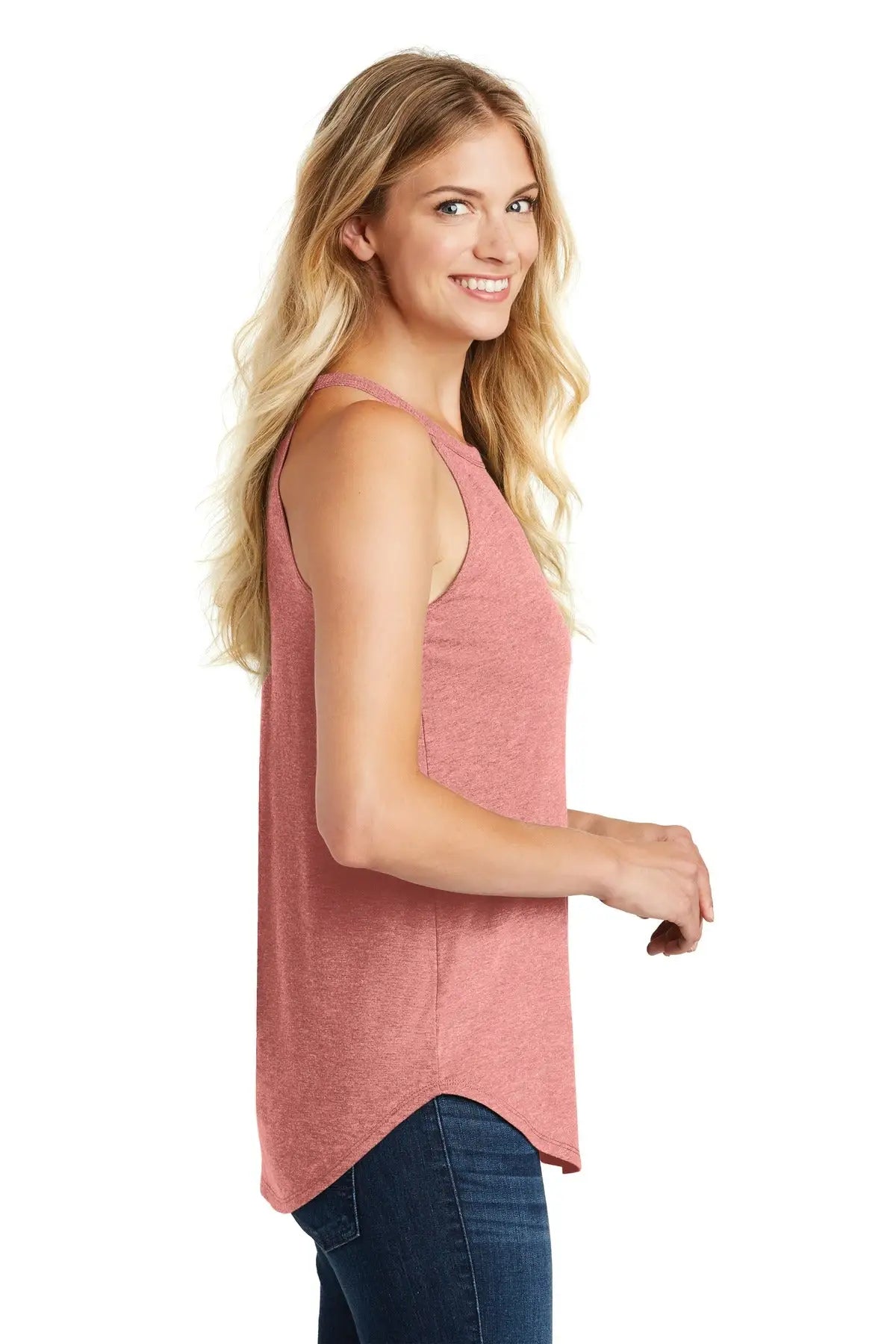 District Dt137l Women’s Perfect Tri Rocker Tank - Blush Frost