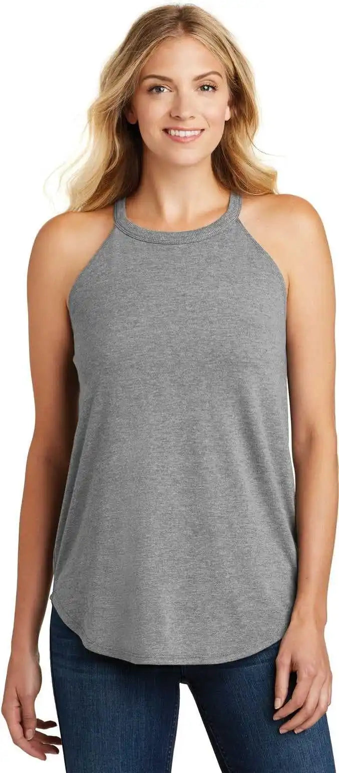 District Dt137l Women’s Perfect Tri Rocker Tank - Grey Frost