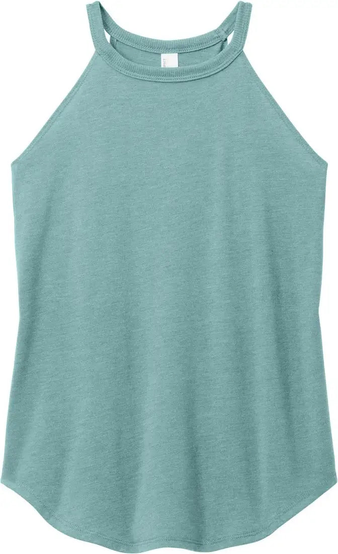 District Dt137l Women’s Perfect Tri Rocker Tank - Heathered Eucalyptus Blue